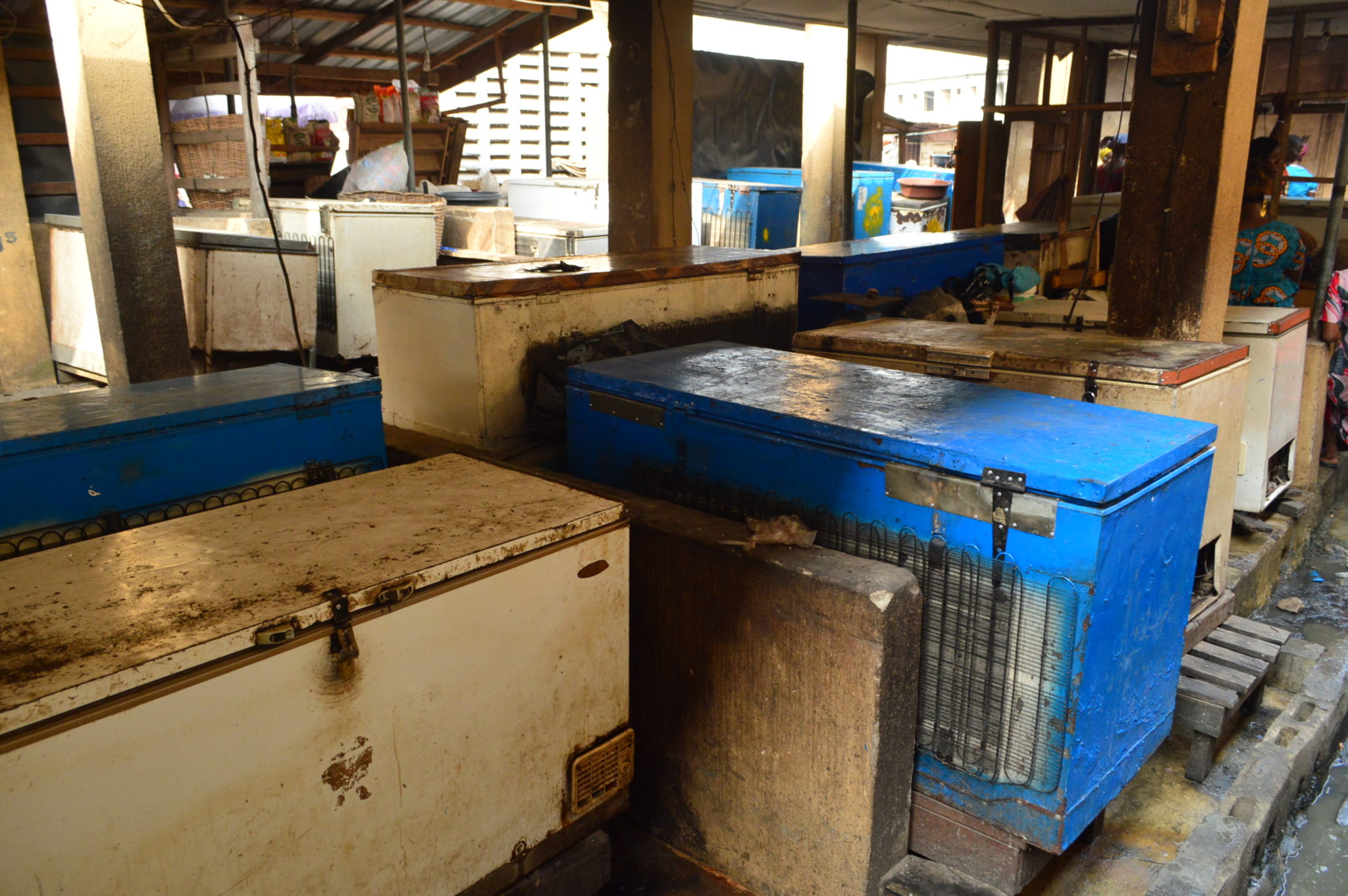 Deep freezers for the big fish sellers in Makoko