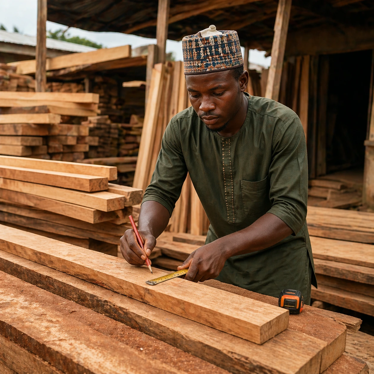 A wood seller at work