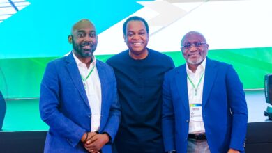 L-R: Mr. Lolu Alade-Akinyemi, GMD/CEO, Lafarge Africa Plc, His Excellency, Donald Duke, CON, Former Governor of Cross River state and Mr. Gbemiga Owolabi, Organisation and HR Director, Lafarge Africa Plc at the 2024 Lafarge Africa Leadership Conference held recently in Lagos.