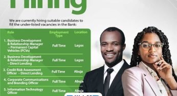 Development Bank of Nigeria Plc is Hiring