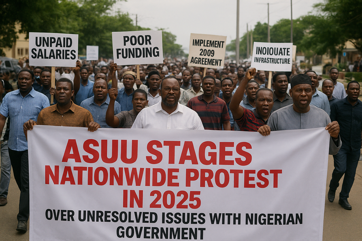 ASUU Stages Nationwide Protest in 2025 Over Unresolved Issues with Nigerian Government