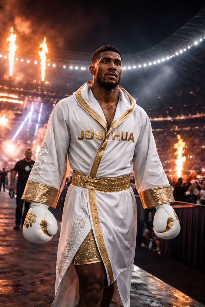 Anthony Joshua walks to the ring ahead of a heavyweight fight that contributed to his $200 million career earnings