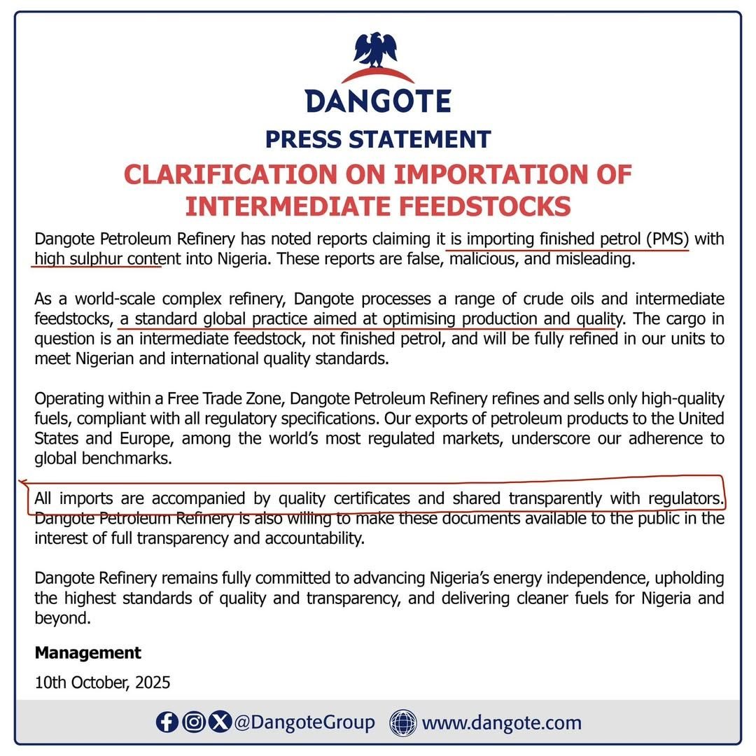 Dangote NMDPRA import ban