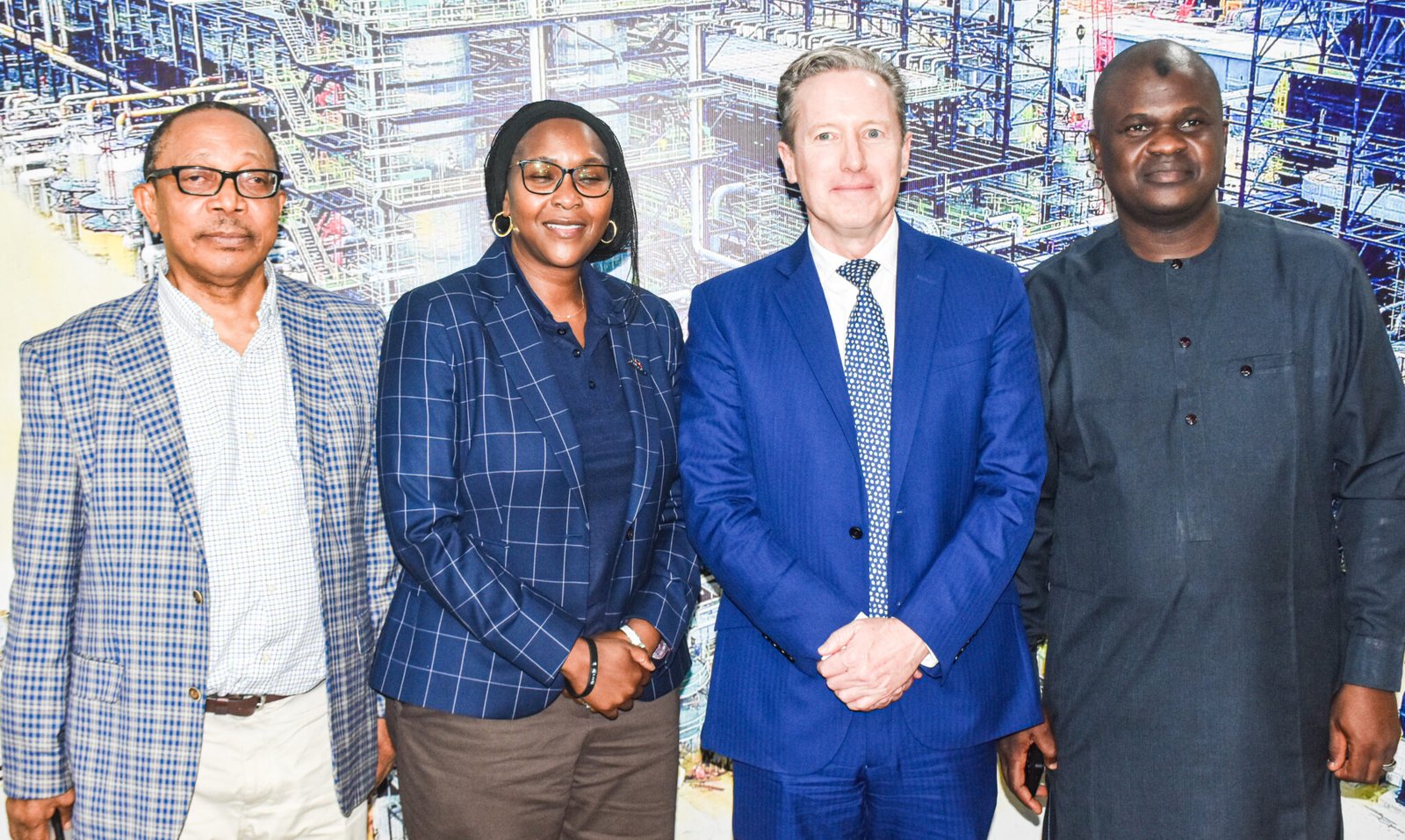 From left: Chief Human Resources Officer, Dangote Petroleum Refinery, Gloria Byamugisha; Managing Director/CEO, Dangote Petroleum Refinery, David Bird and Group Chief Brand/Communications Officer, Anthony Chiejina, during an Engagement with the Press in Lekki, Lagos on Wednesday (14/1/26)