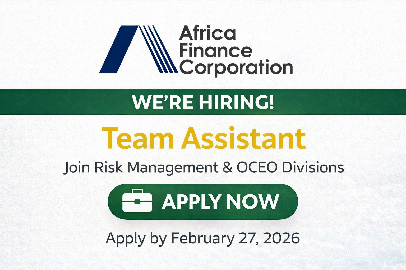 Africa Finance Corporation Team Assistant Job