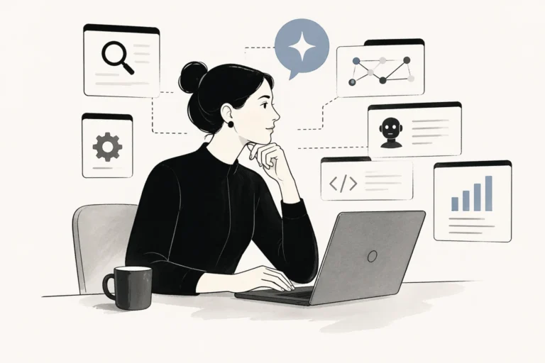 illustration of a professional working on a laptop