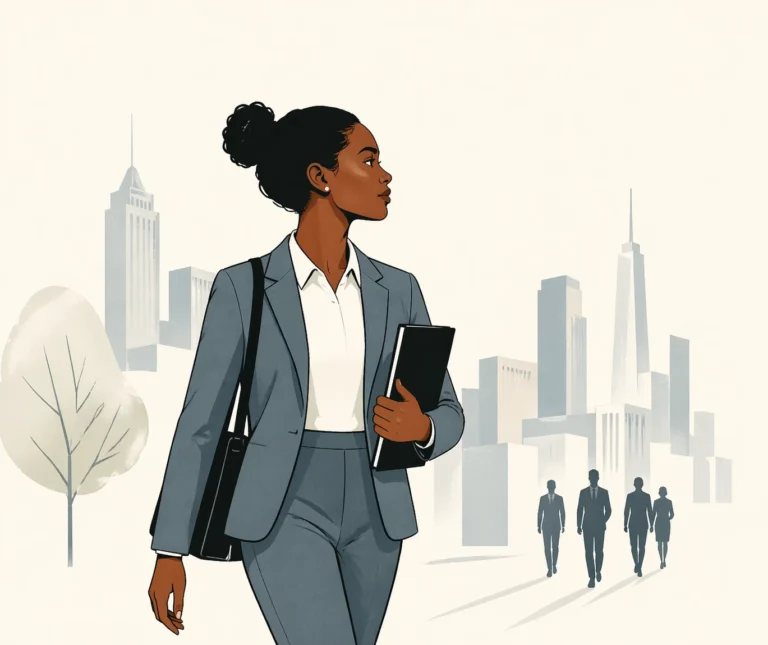 Young professional walking in a modern city