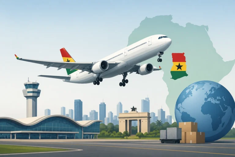 Ghana airline in flight