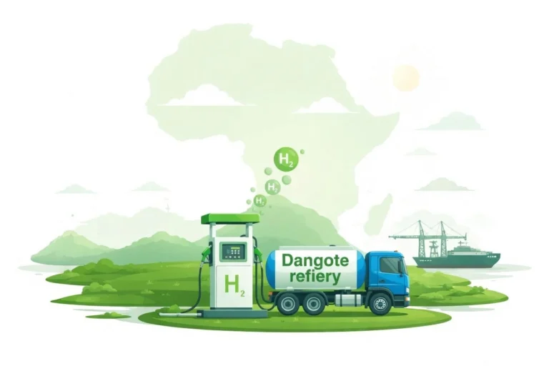 A Dangote petroleum tanker beside a fuel pump