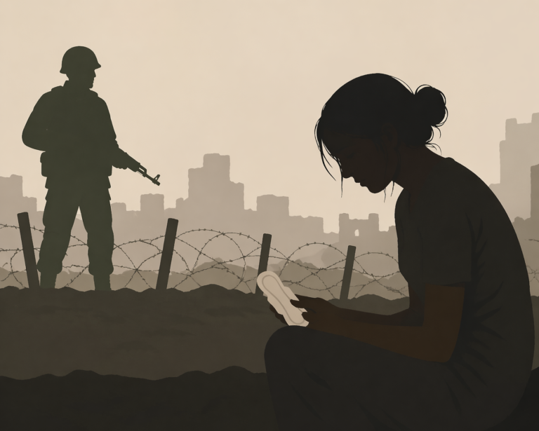 Myanmar woman holding a sanitary pad