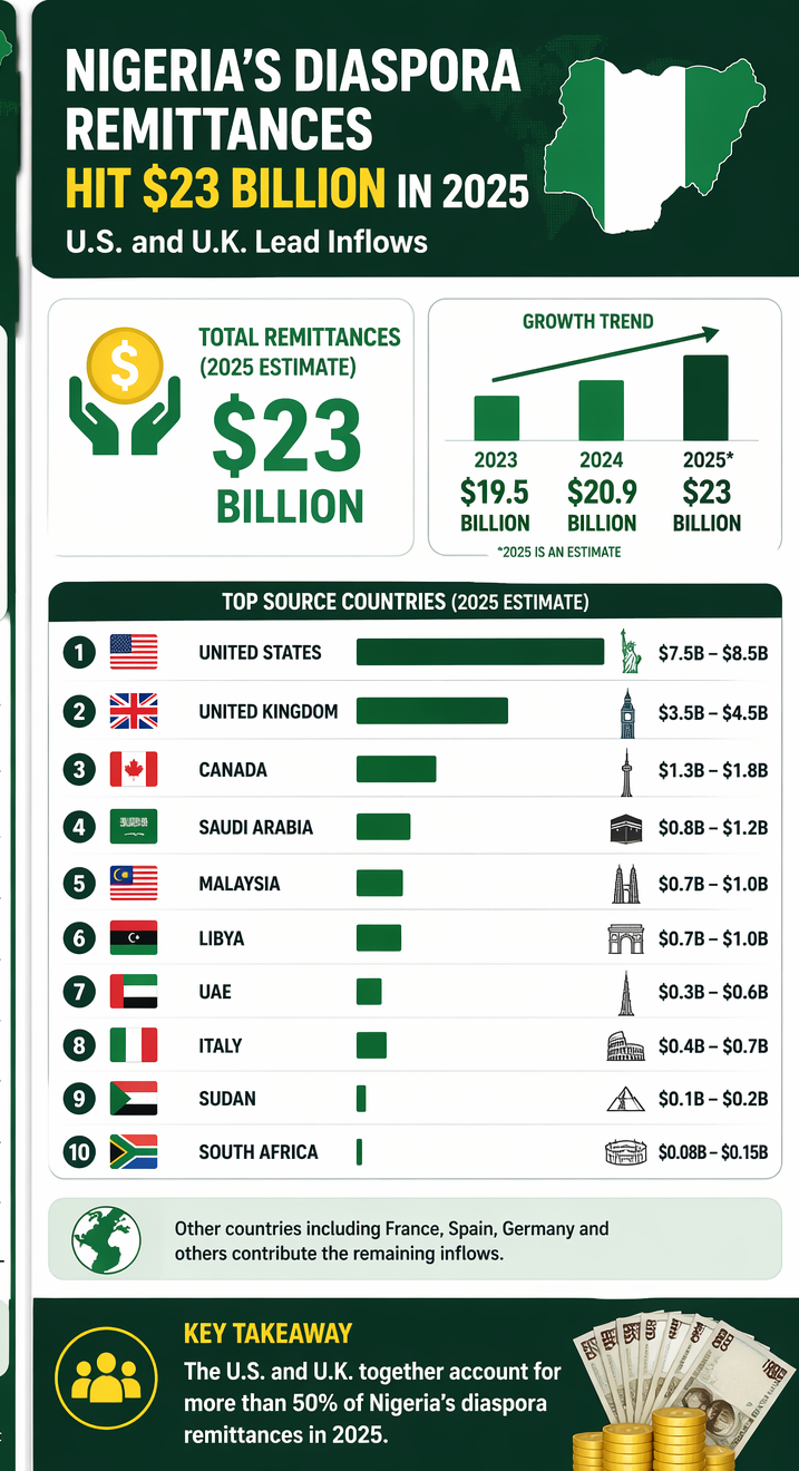 Chart showing Nigeria's diaspora remittance