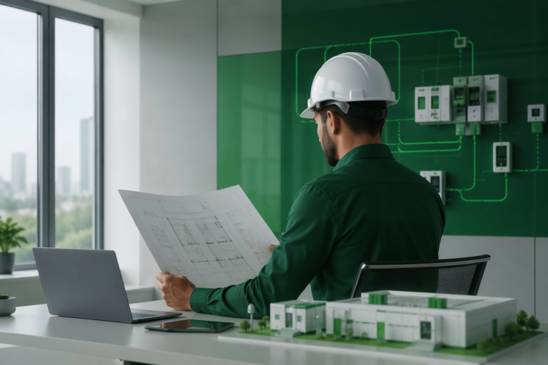 Engineer reading an automation plan