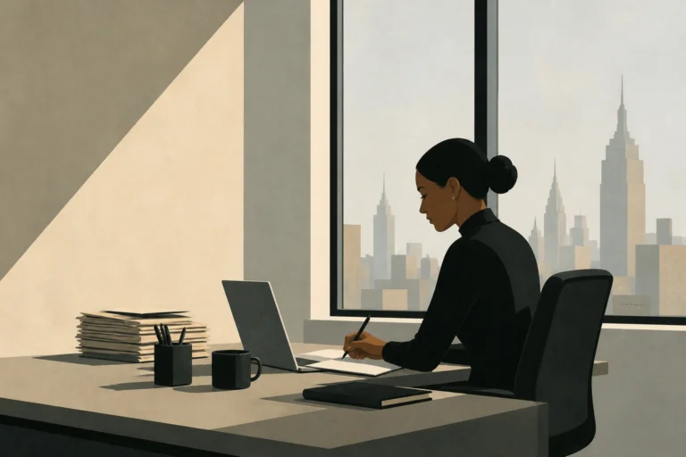 A Professional woman working at a desk
