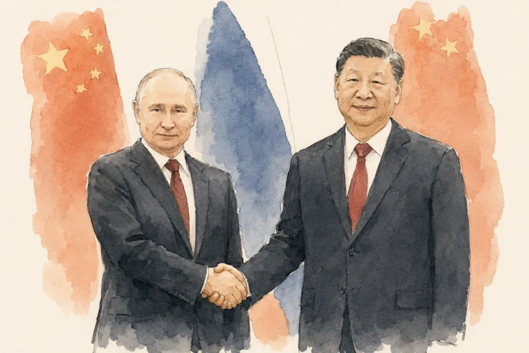 Putin and xi jinping having a handshake