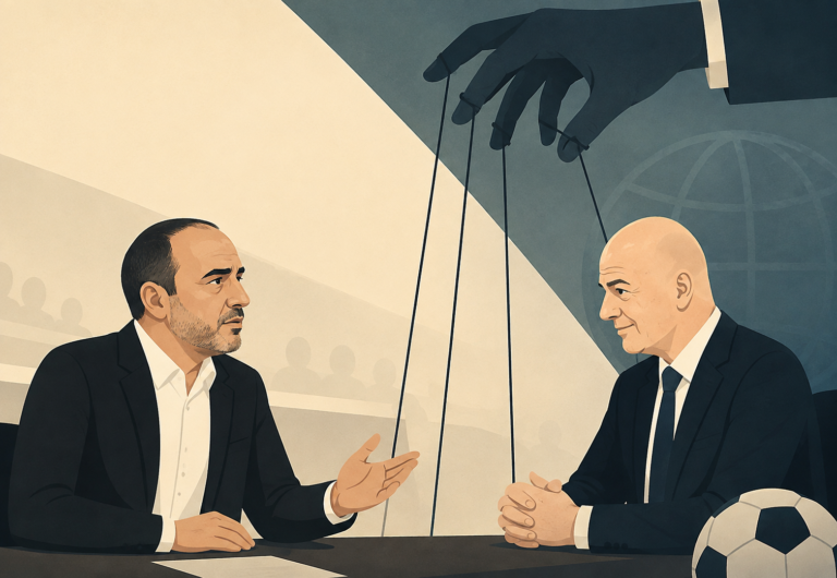 Jordan Football Association President Prince Ali bin Hussein speaks after accusing FIFA of blackmail over World Cup visas, taxation and delayed prize money