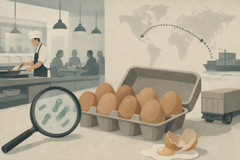 UK salmonella outbreak linked to suspected imported eggs and food prepared outside the home